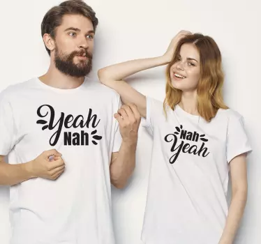 Yeah, Nah. Aussie slang phrases matching shirts for couples - TenStickers