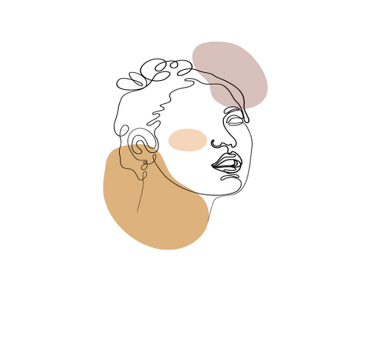 Abstract face and circles white  vinyl rug - TenStickers