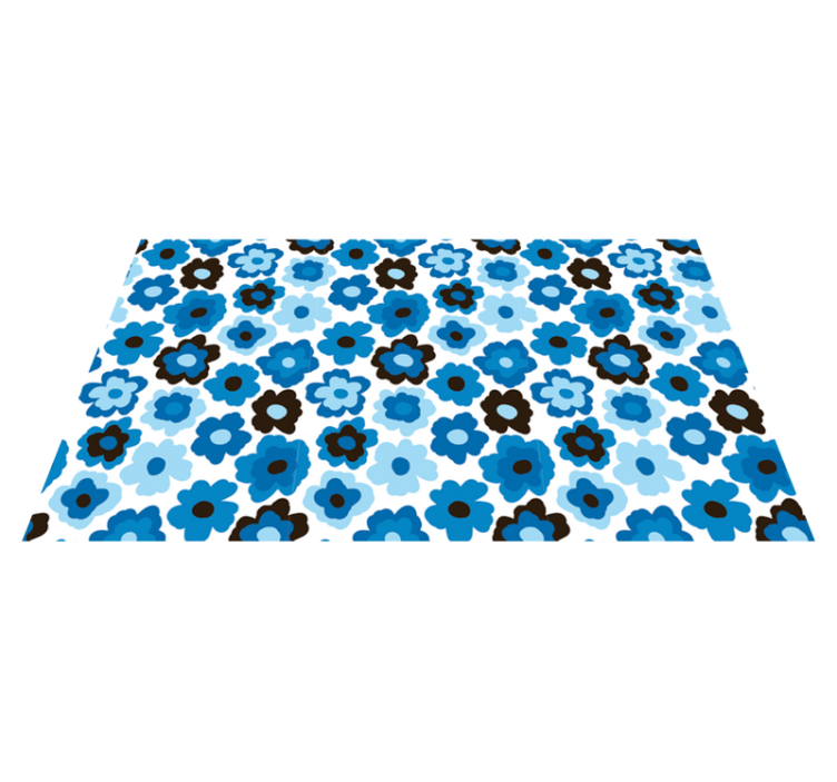 blue poppy floral vinyl rug - TenStickers