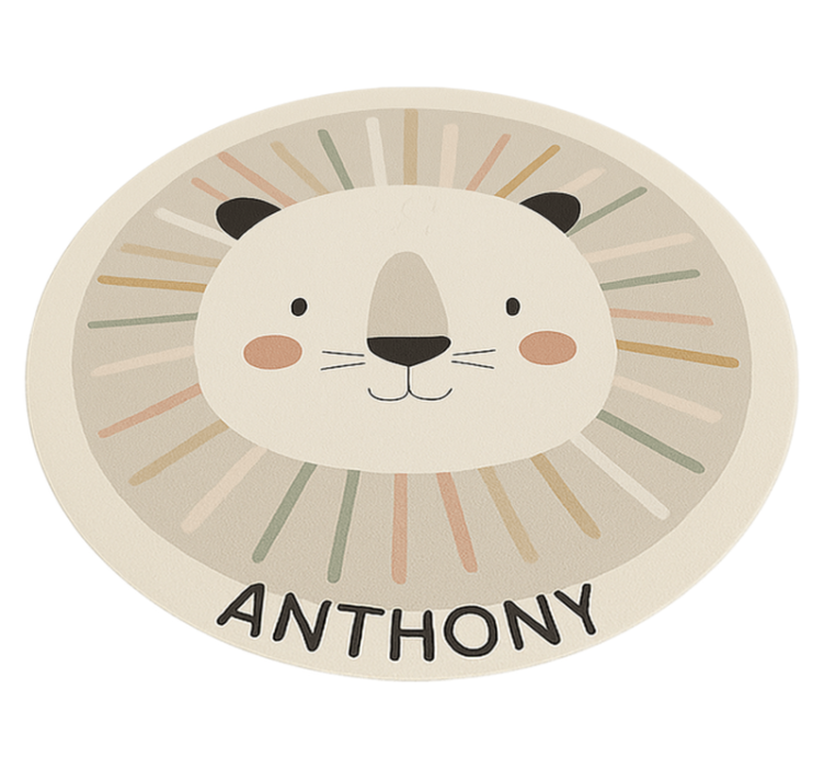 Custom beige lion kids vinyl rug - TenStickers