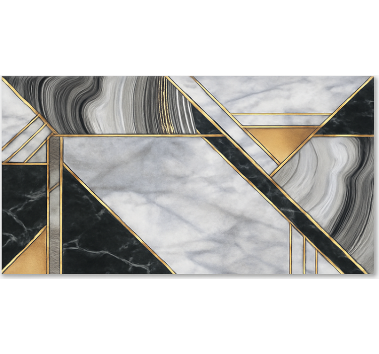 Gold-trim motif marble vinyl rug - TenStickers