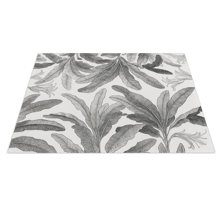 Kitchen vinyl rug in elegant grey palm design - TenStickers