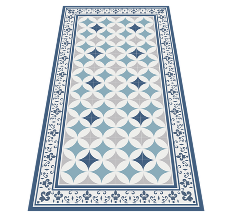Kitchen vinyl rug in azure tile design - TenStickers