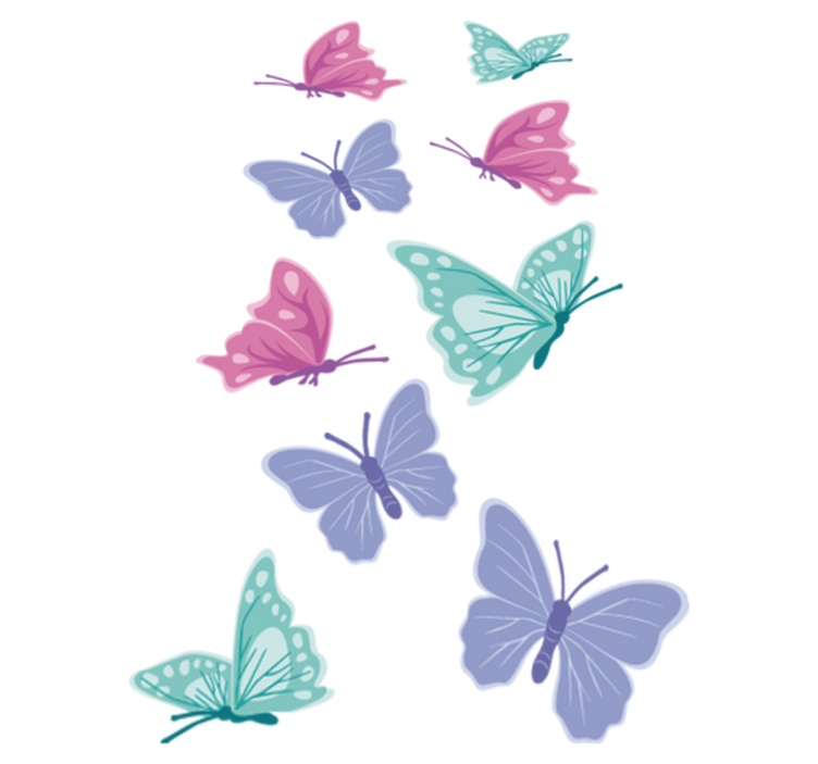 Animal vinyl rug with pastel butterflies design - TenStickers