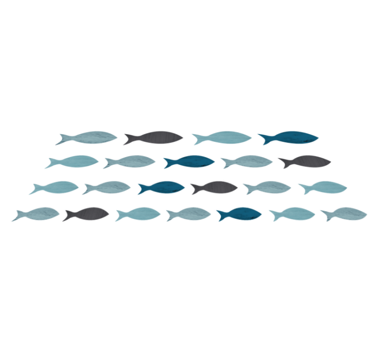 Animal vinyl rug blue fish silhouettes - TenStickers