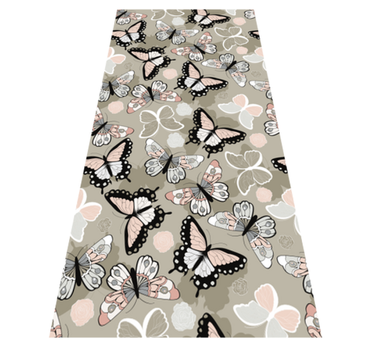 Animal vinyl rug in beige with flying butterflies - TenStickers
