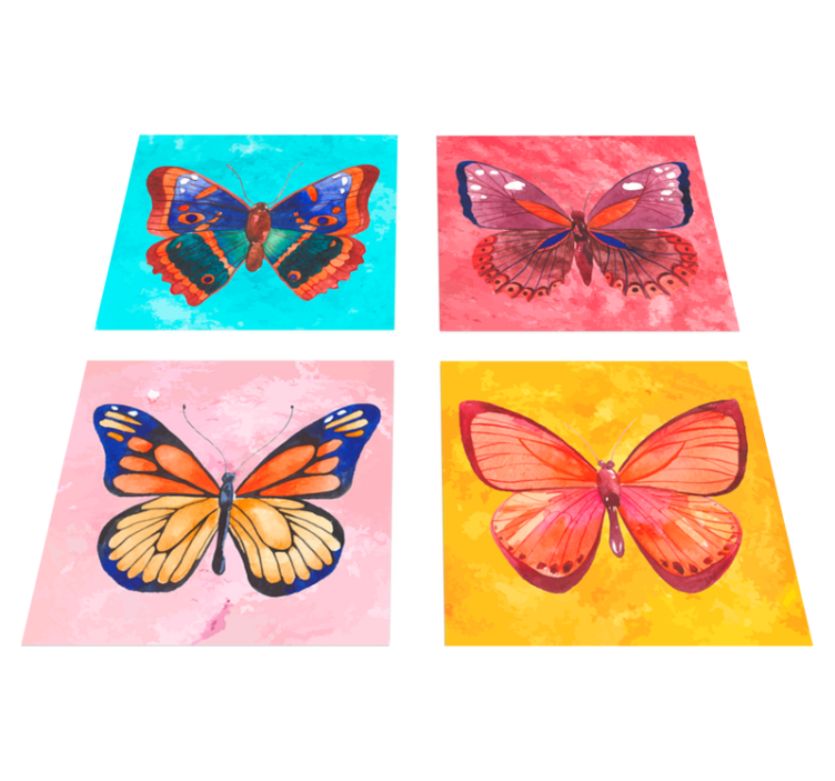 Animal vinyl rug with colorful butterfly tiles - TenStickers