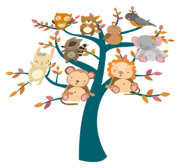 Animal vinyl rug tree with baby animals - TenStickers