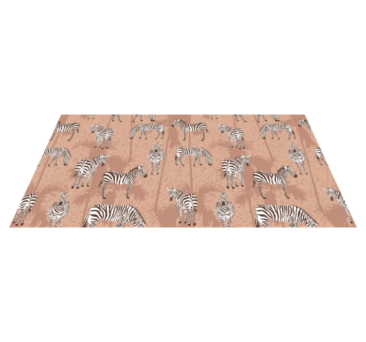 Zebra and palms brown animal vinyl rug - TenStickers