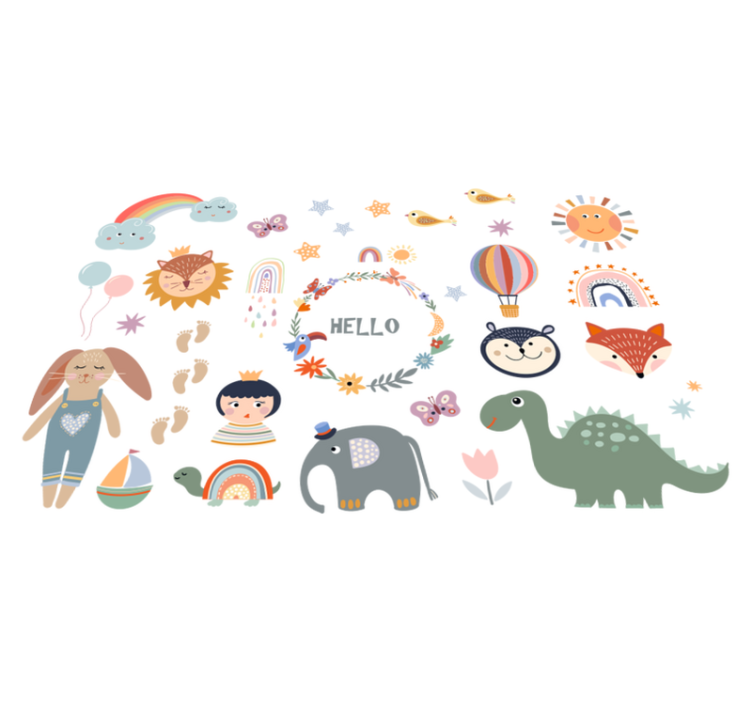 Animal vinyl rug kids floral design - TenStickers