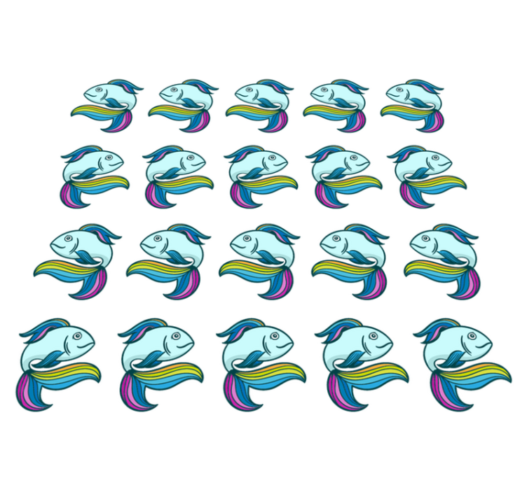 Blue neon fish animal vinyl rug - TenStickers