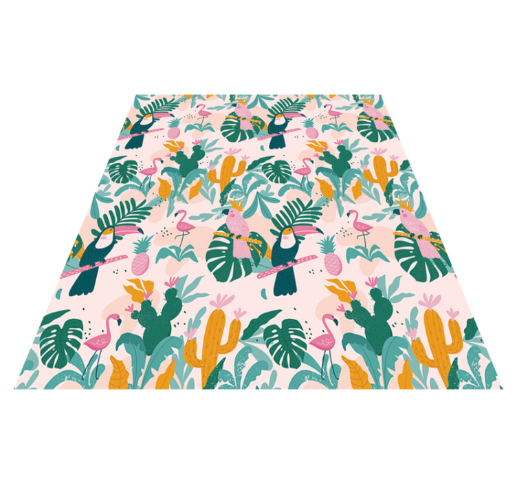 Animal vinyl rug with tropical birds and leaves - TenStickers