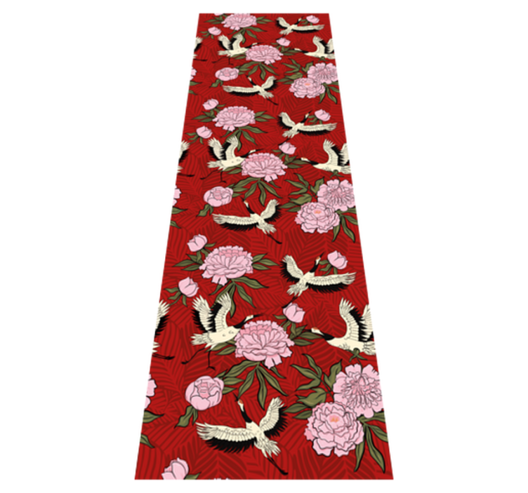 Animal vinyl rug with white birds on red tropical pattern - TenStickers