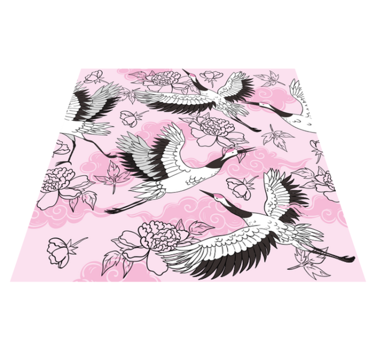 Animal vinyl rug with modern pink bird pattern - TenStickers