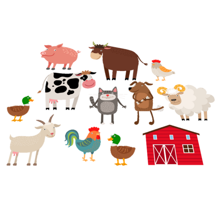 Farm set animal vinyl rug - TenStickers