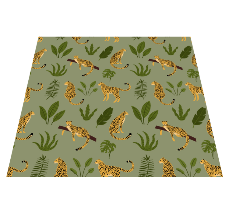 Animal vinyl rug floral jungle leopard print - TenStickers