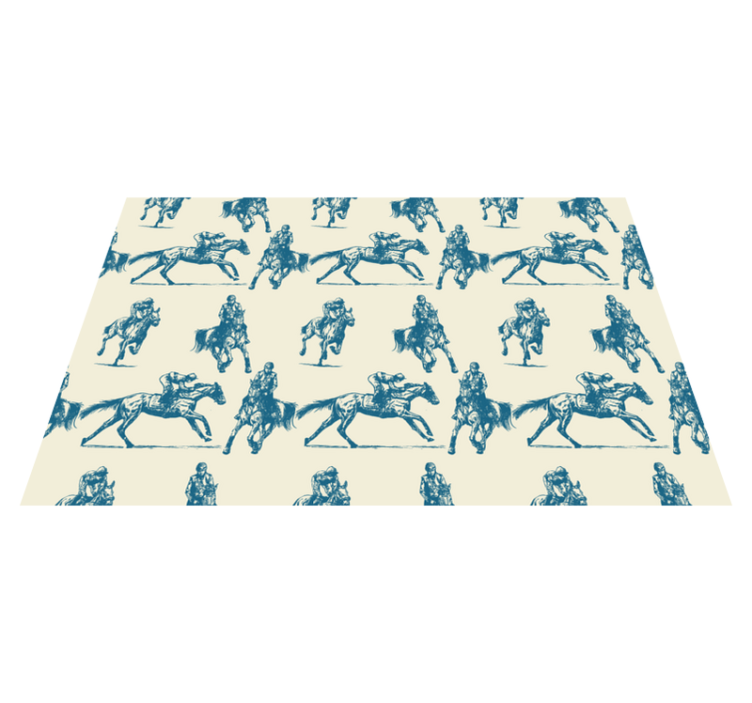 Animal vinyl rug with blue and beige horse pattern - TenStickers