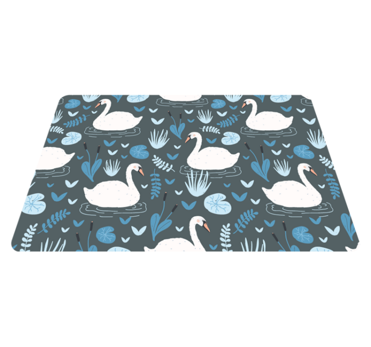 Elegant white swan pattern animal vinyl rug - TenStickers