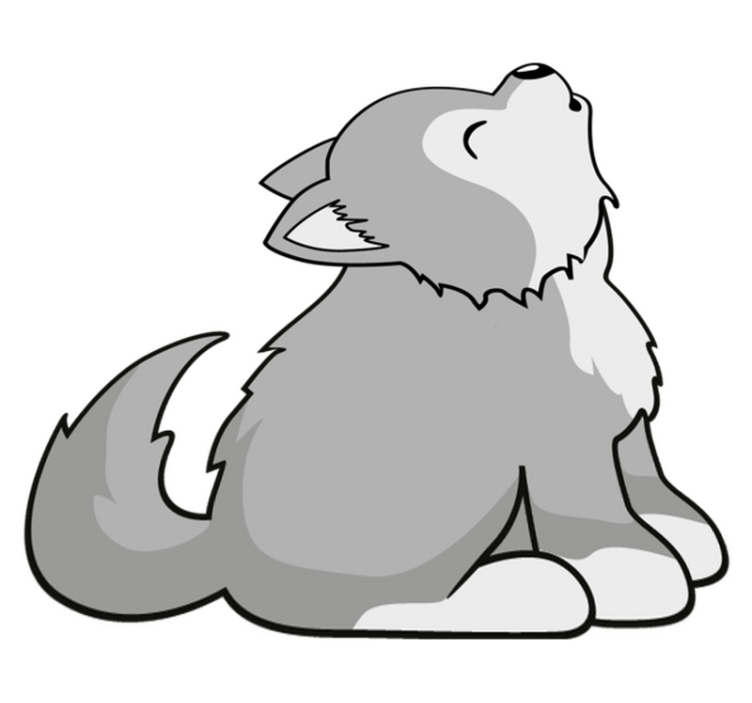 Howling canine illustration animal vinyl rug - TenStickers