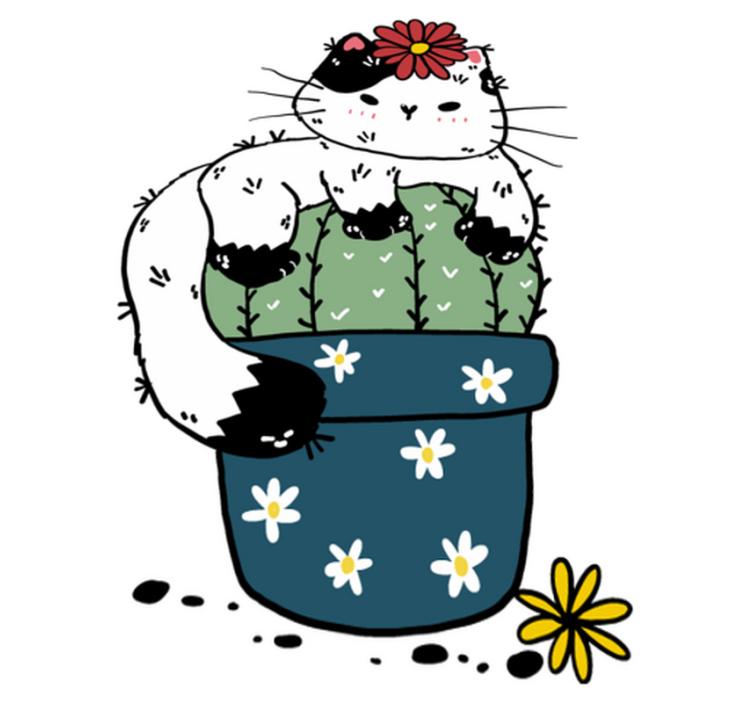 Playful cat cactus animal vinyl rug - TenStickers