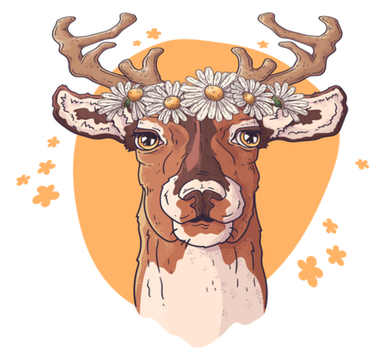Animal vinyl rug flower stag - TenStickers
