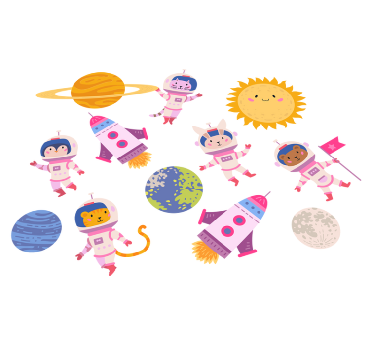 Animal vinyl rug featuring space explorers - TenStickers