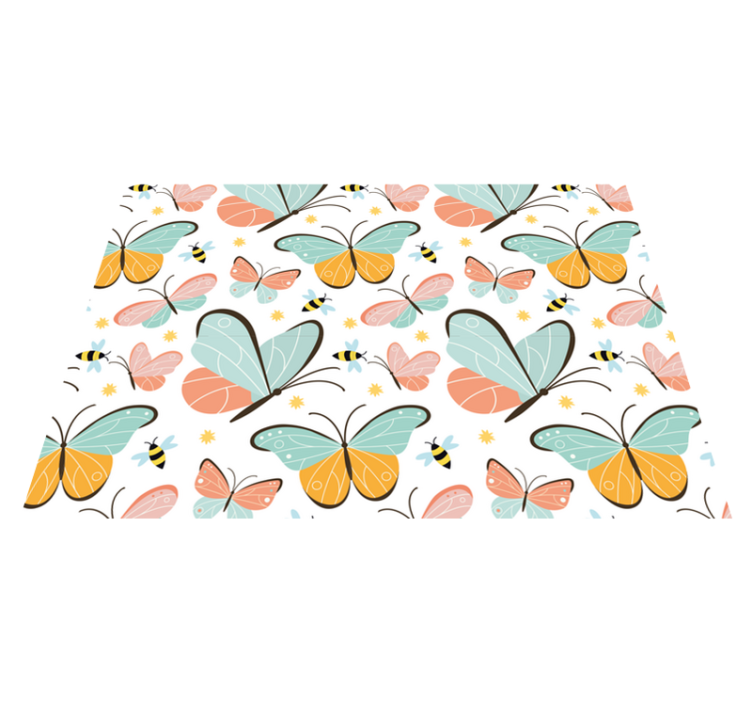 Animal vinyl rug butterflies and bees design - TenStickers