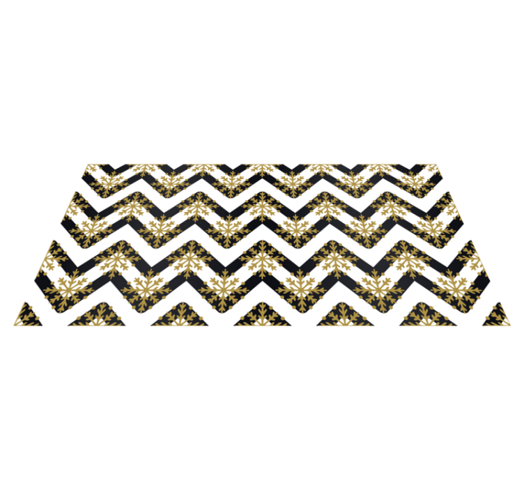 Christmas vinyl rug with golden snowflakes on zig zag - TenStickers