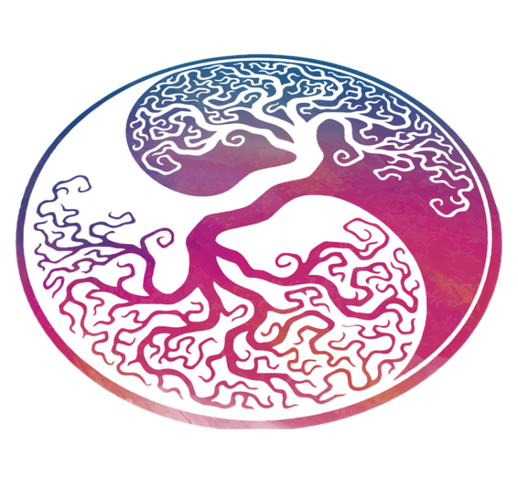 Floral vinyl rug yin yang tree of life - TenStickers