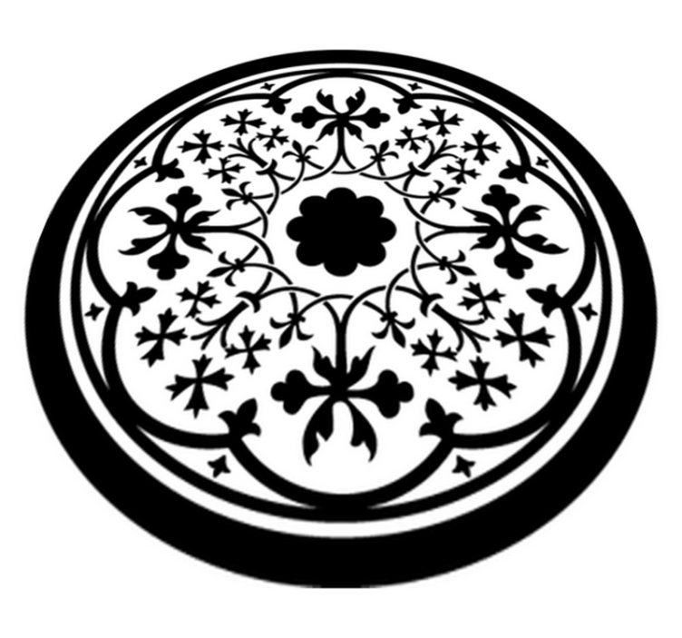 Floral vinyl rug gothic rosette design - TenStickers