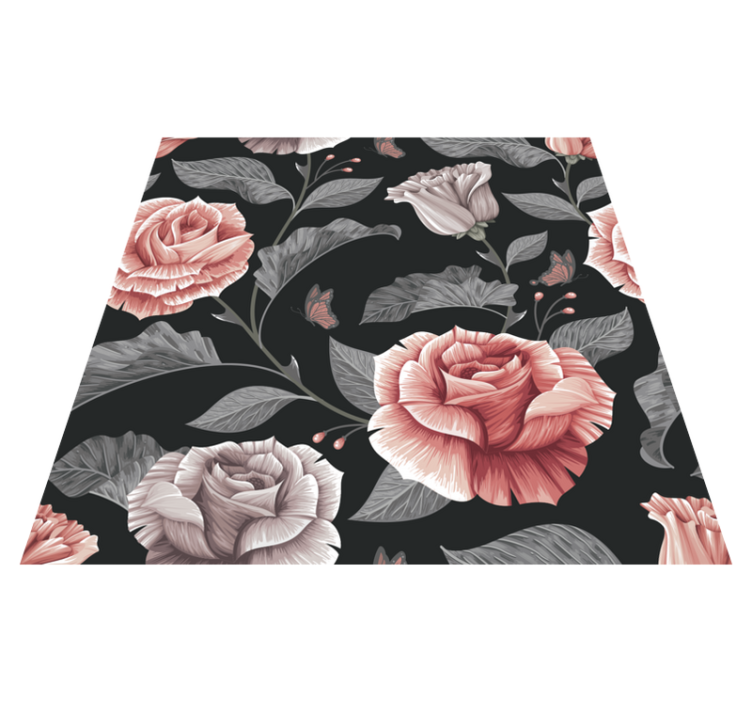 Floral vinyl rug with roses pattern - TenStickers