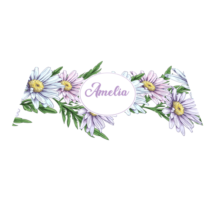Floral vinyl rug daisy design with name - TenStickers