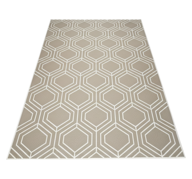 Geometric vinyl rug with honeycomb woven pattern - TenStickers