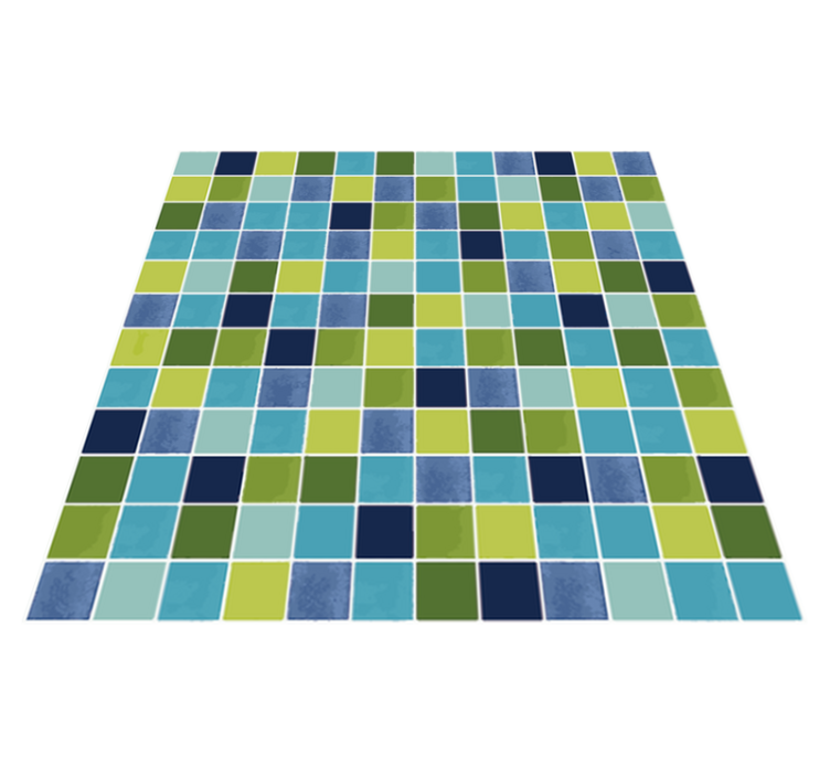 Blue and green tiles bathroom vinyl rug - TenStickers