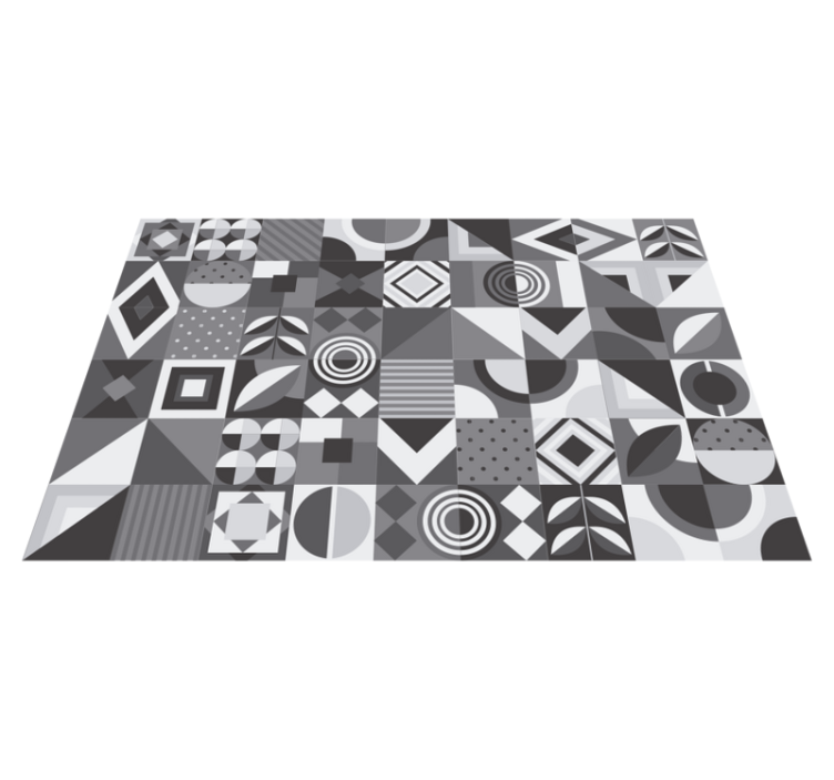 Bathroom vinyl rug in gray geometric tiles - TenStickers
