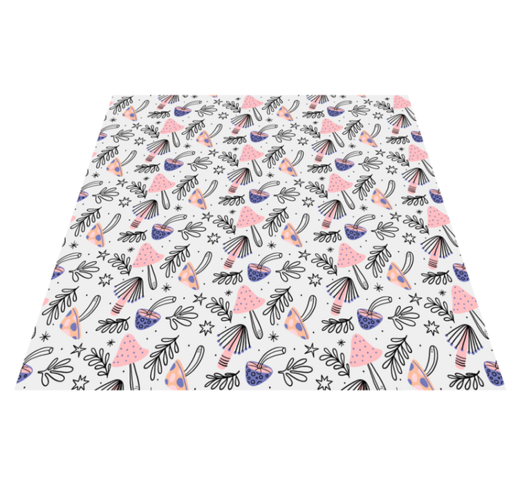 Floral vinyl rug with classic mushrooms and flowers - TenStickers