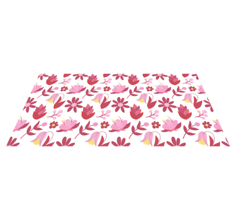 Floral vinyl rug inspired by polish folk art in red - TenStickers