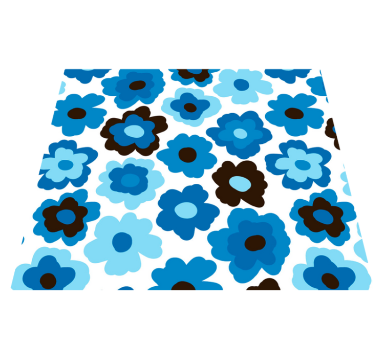 Floral vinyl rug blue poppy - TenStickers