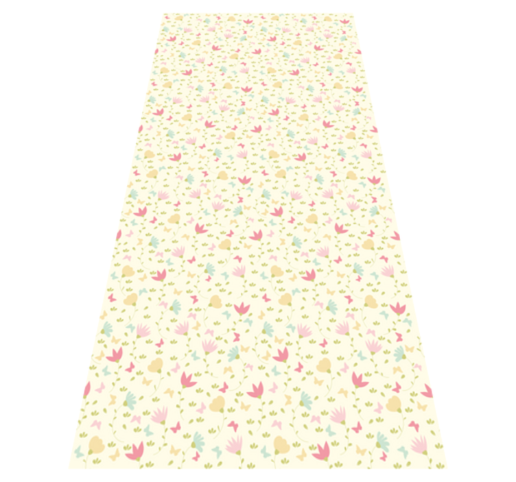 Flower rug with blossoms and butterflies - TenStickers