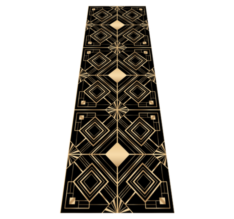 Geometric vinyl rug with modern black and gold design - TenStickers