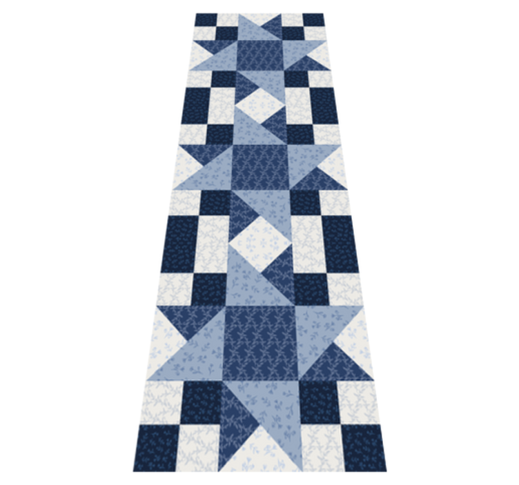 Geometric vinyl rug patchwork blue star triangle design - TenStickers