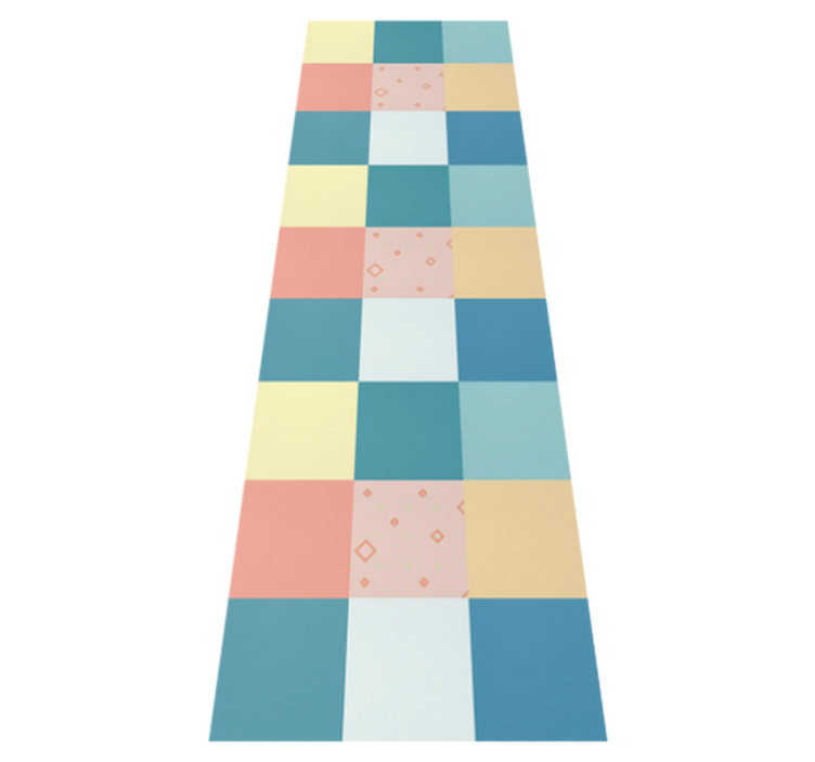 Geometric vinyl rug with colorful retro patchwork pattern - TenStickers
