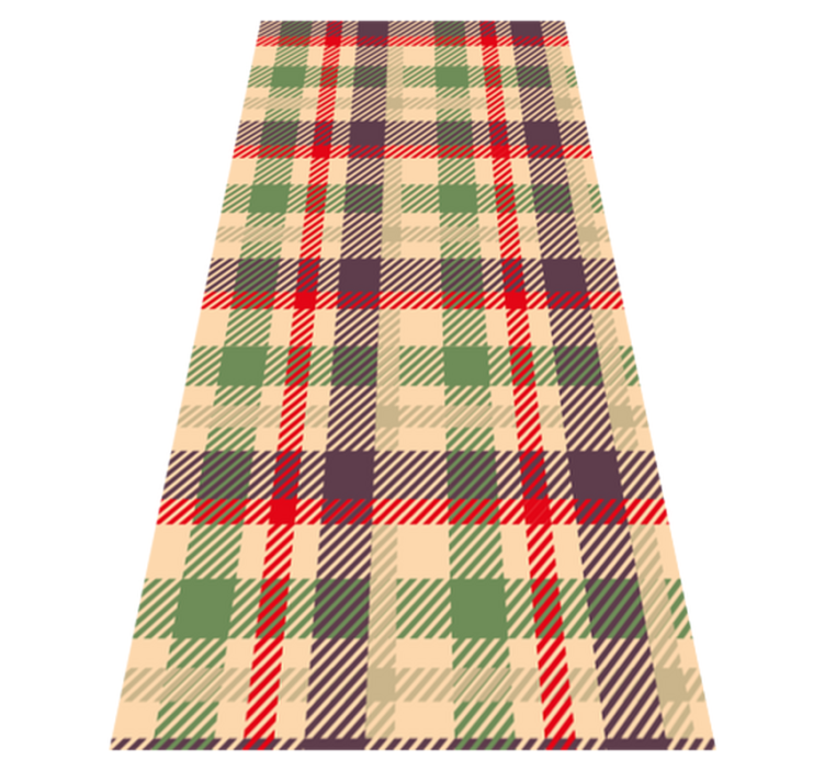 Christmas vinyl rug in red and green tartan - TenStickers