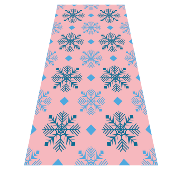 Christmas vinyl rug in pink and blue snowflakes - TenStickers