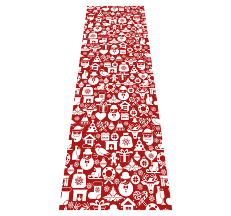 Christmas vinyl rug with red background of icons - TenStickers