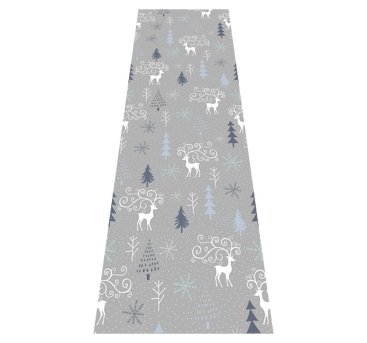 Christmas vinyl rug with white reindeers and trees - TenStickers