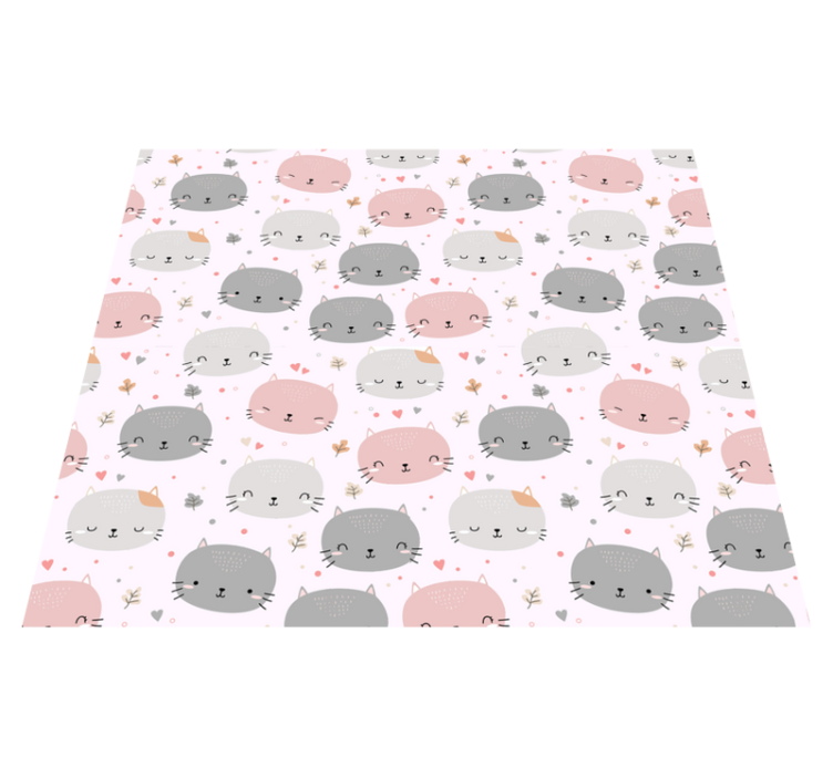 Cute grey and pink kittens bedroom vinyl rug - TenStickers