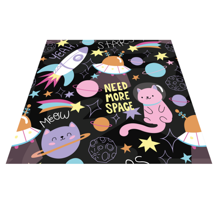 Kids vinyl rug cats in space - TenStickers