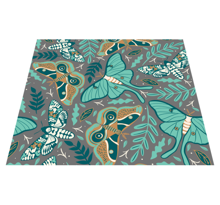 Green and blue butterflies bedroom vinyl rug - TenStickers