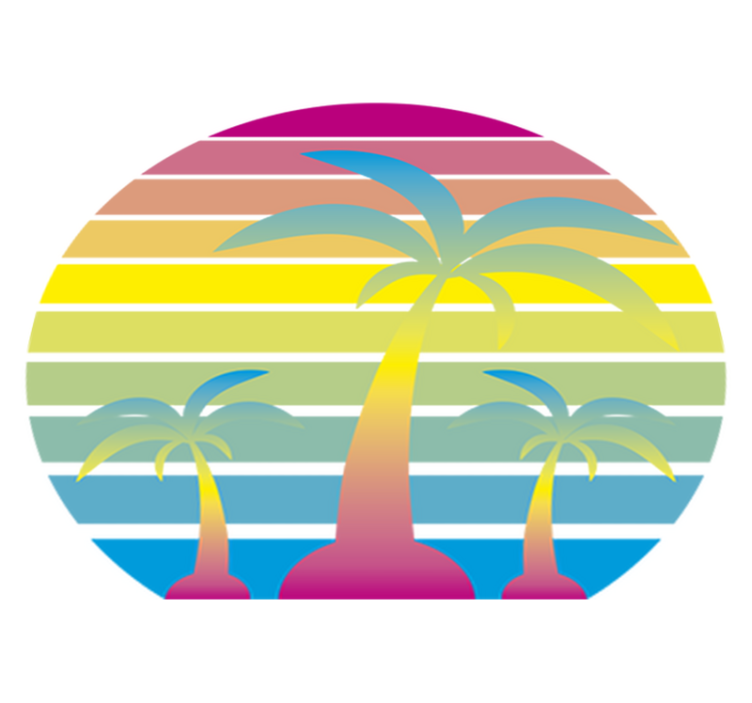 Nature vinyl rug 80s vintage sunset design - TenStickers